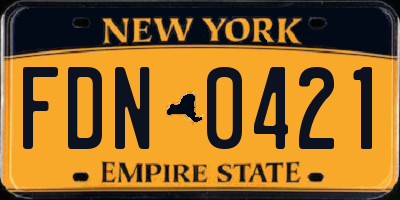 NY license plate FDN0421