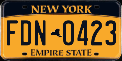 NY license plate FDN0423