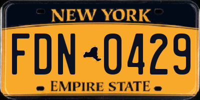 NY license plate FDN0429