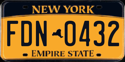 NY license plate FDN0432