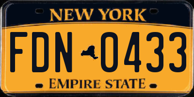 NY license plate FDN0433