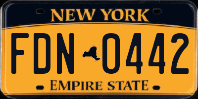NY license plate FDN0442