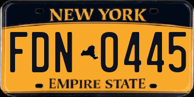 NY license plate FDN0445