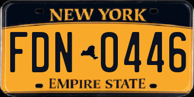 NY license plate FDN0446