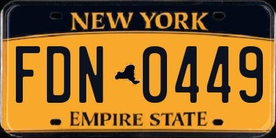 NY license plate FDN0449