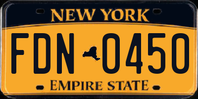 NY license plate FDN0450