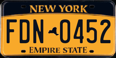NY license plate FDN0452