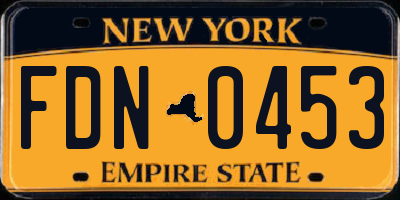 NY license plate FDN0453