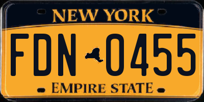 NY license plate FDN0455
