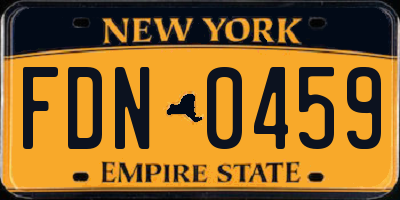 NY license plate FDN0459