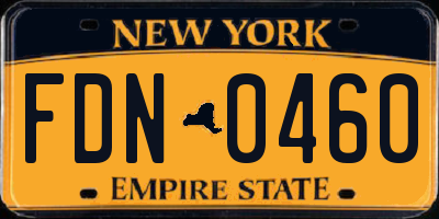 NY license plate FDN0460