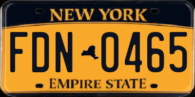 NY license plate FDN0465