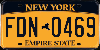 NY license plate FDN0469