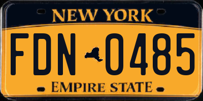 NY license plate FDN0485