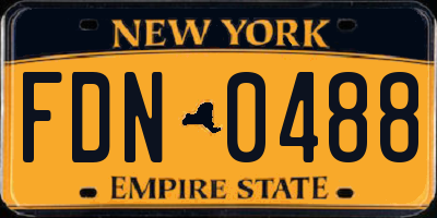 NY license plate FDN0488