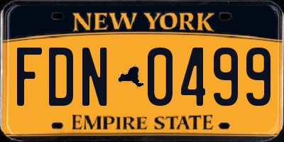 NY license plate FDN0499