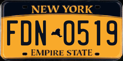 NY license plate FDN0519