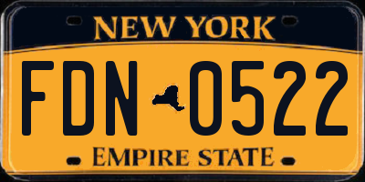 NY license plate FDN0522