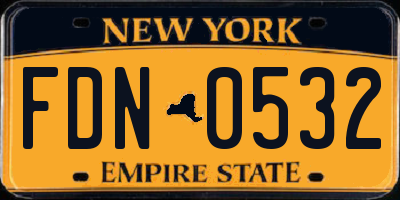NY license plate FDN0532