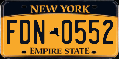 NY license plate FDN0552