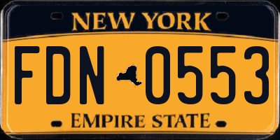 NY license plate FDN0553