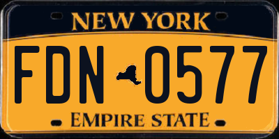 NY license plate FDN0577