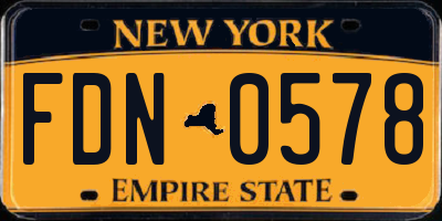 NY license plate FDN0578