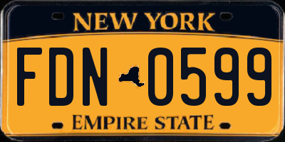 NY license plate FDN0599