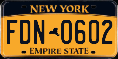 NY license plate FDN0602