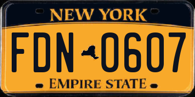 NY license plate FDN0607