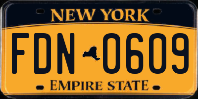 NY license plate FDN0609
