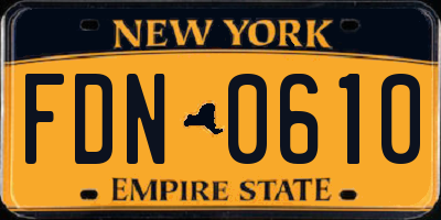 NY license plate FDN0610
