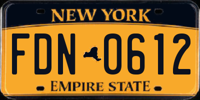 NY license plate FDN0612