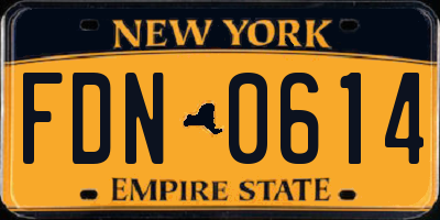 NY license plate FDN0614