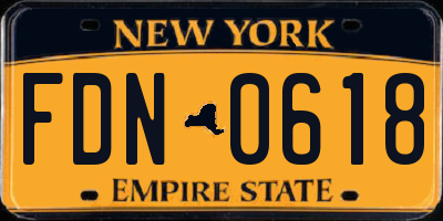 NY license plate FDN0618