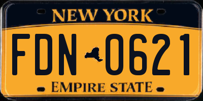 NY license plate FDN0621