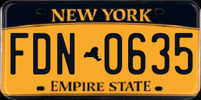 NY license plate FDN0635