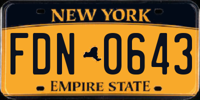 NY license plate FDN0643