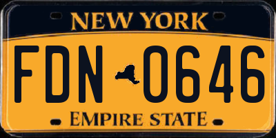 NY license plate FDN0646