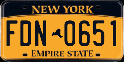 NY license plate FDN0651