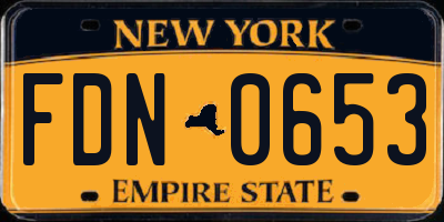 NY license plate FDN0653