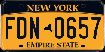 NY license plate FDN0657