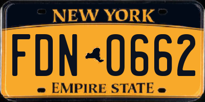 NY license plate FDN0662