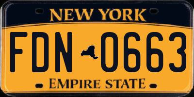 NY license plate FDN0663