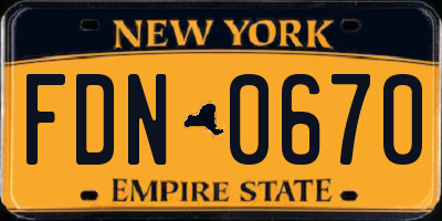 NY license plate FDN0670