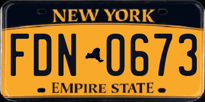 NY license plate FDN0673