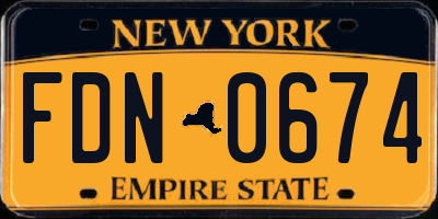 NY license plate FDN0674