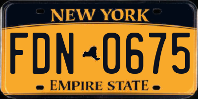 NY license plate FDN0675