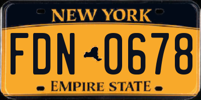 NY license plate FDN0678