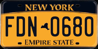 NY license plate FDN0680